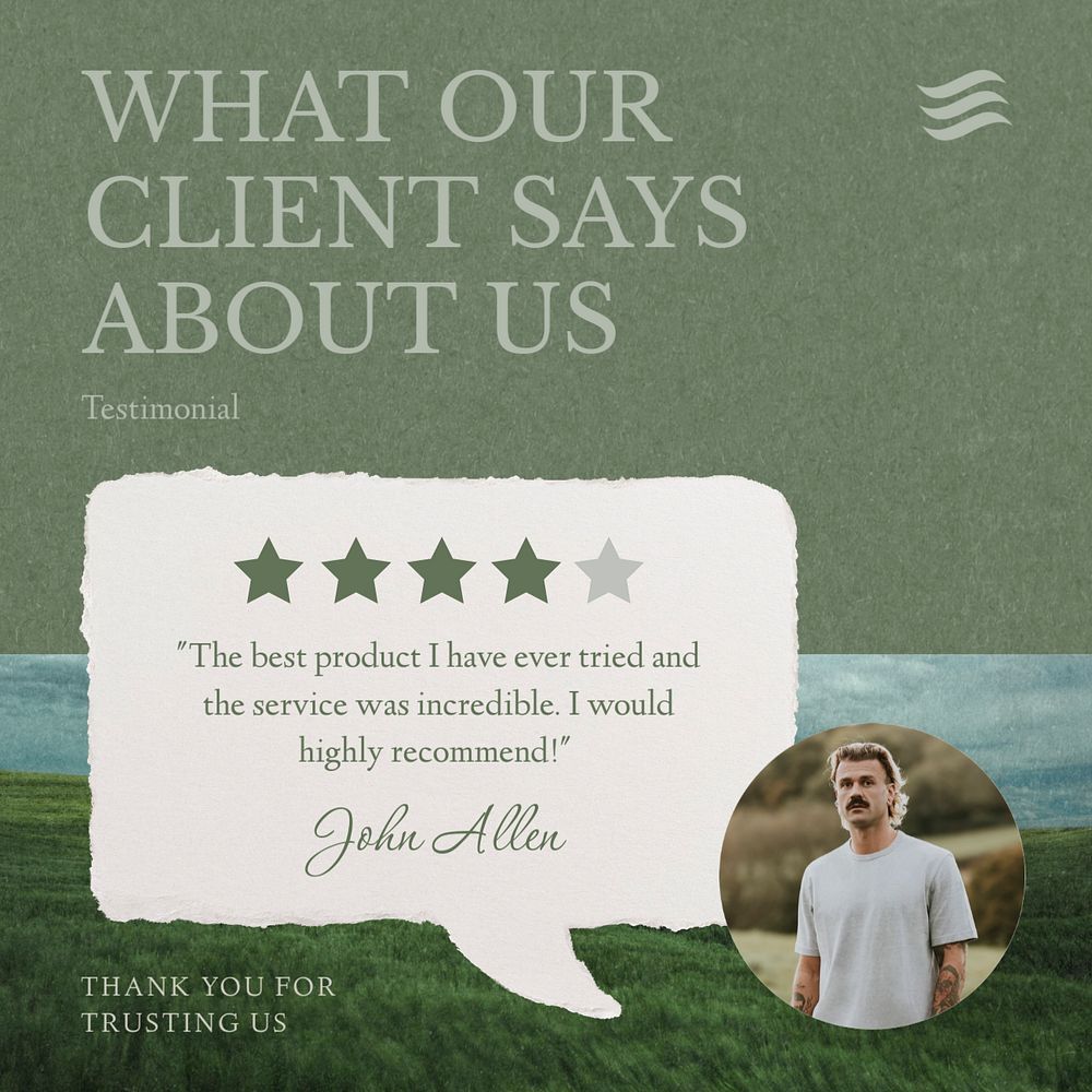 Client review post template, editable social media design