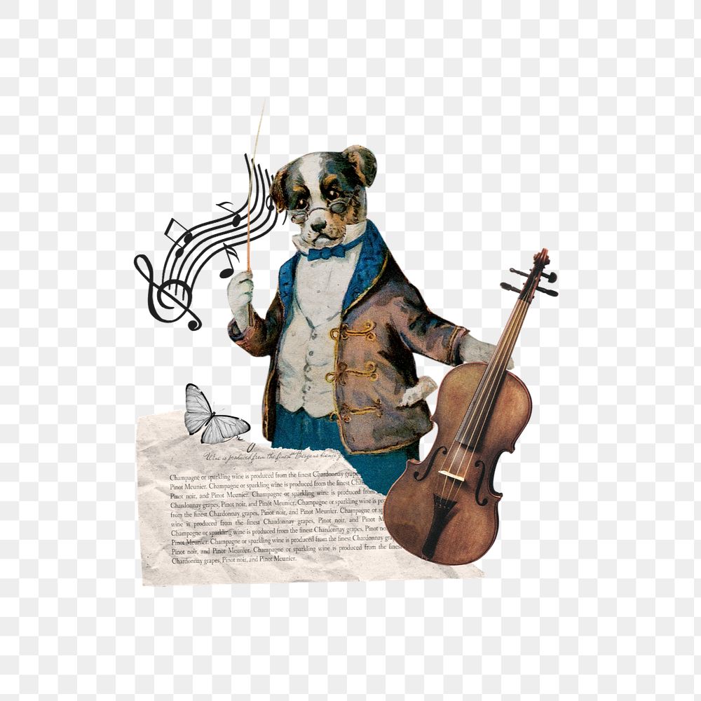 Dog violinist png, music & entertainment. Remixed by rawpixel.