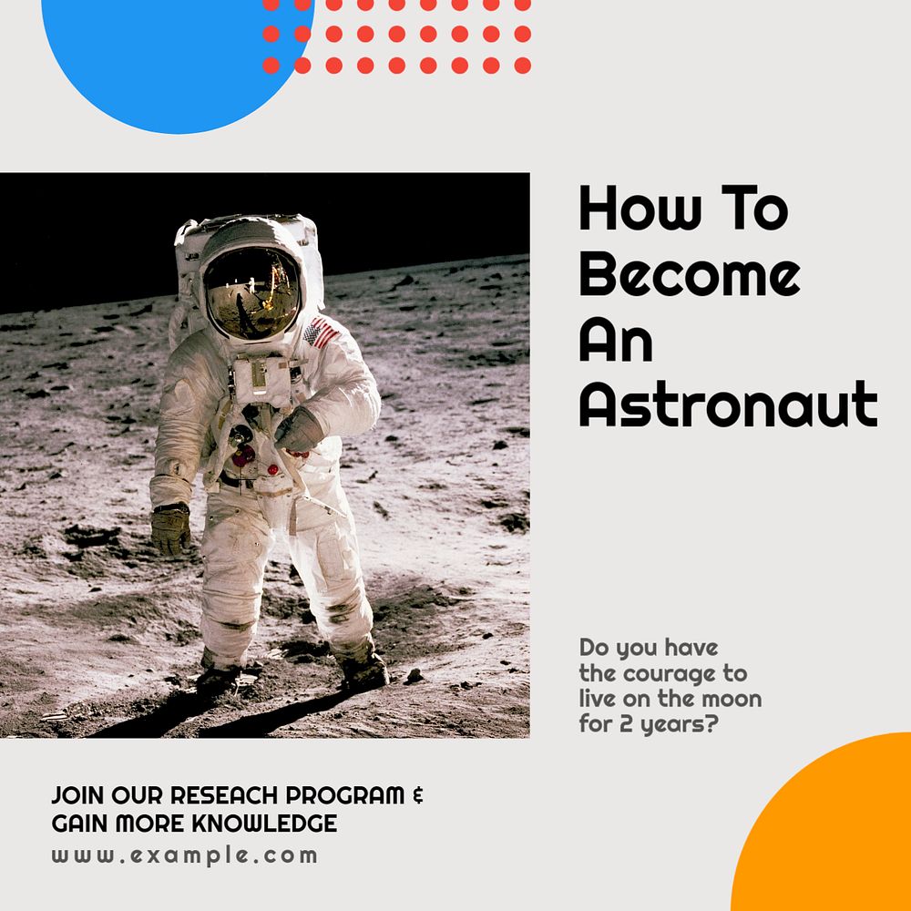 Become an astronaut Instagram post template, editable text