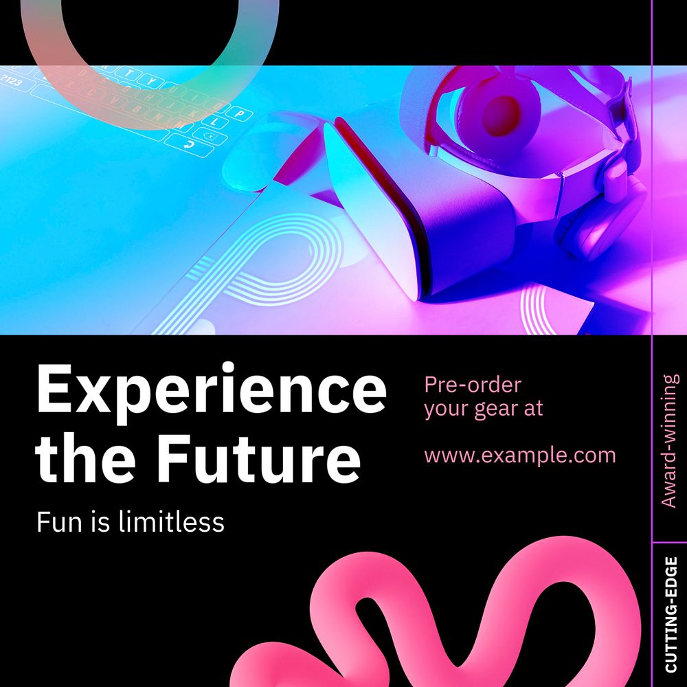 Experience the future post template, editable text for social media