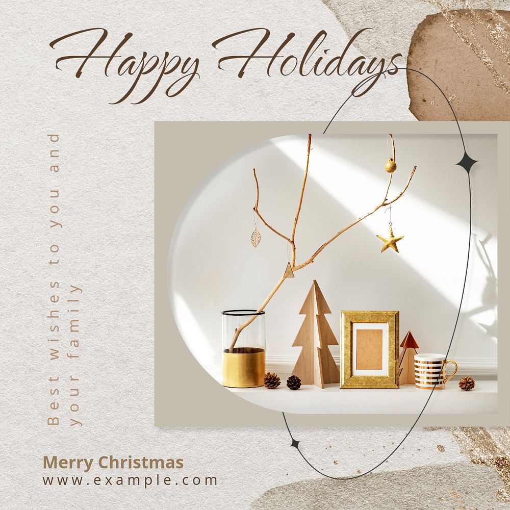 Happy holidays Instagram post template, editable design