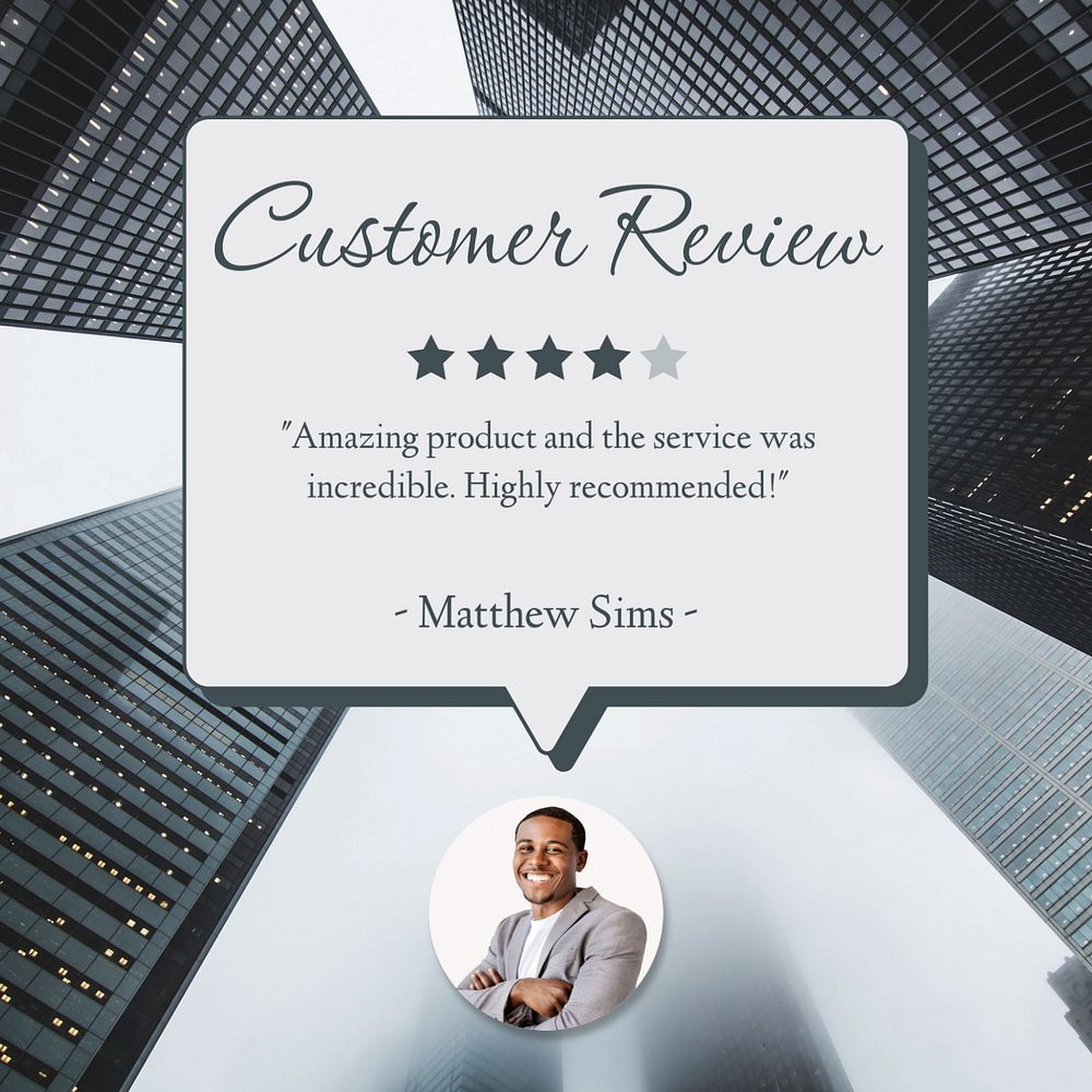 Customer review Facebook post template, editable design