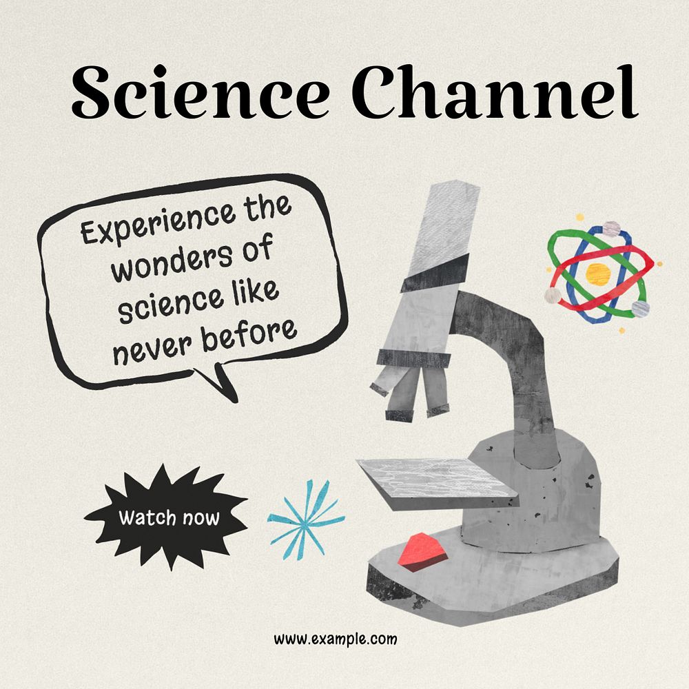 Science channel Instagram post template, editable text