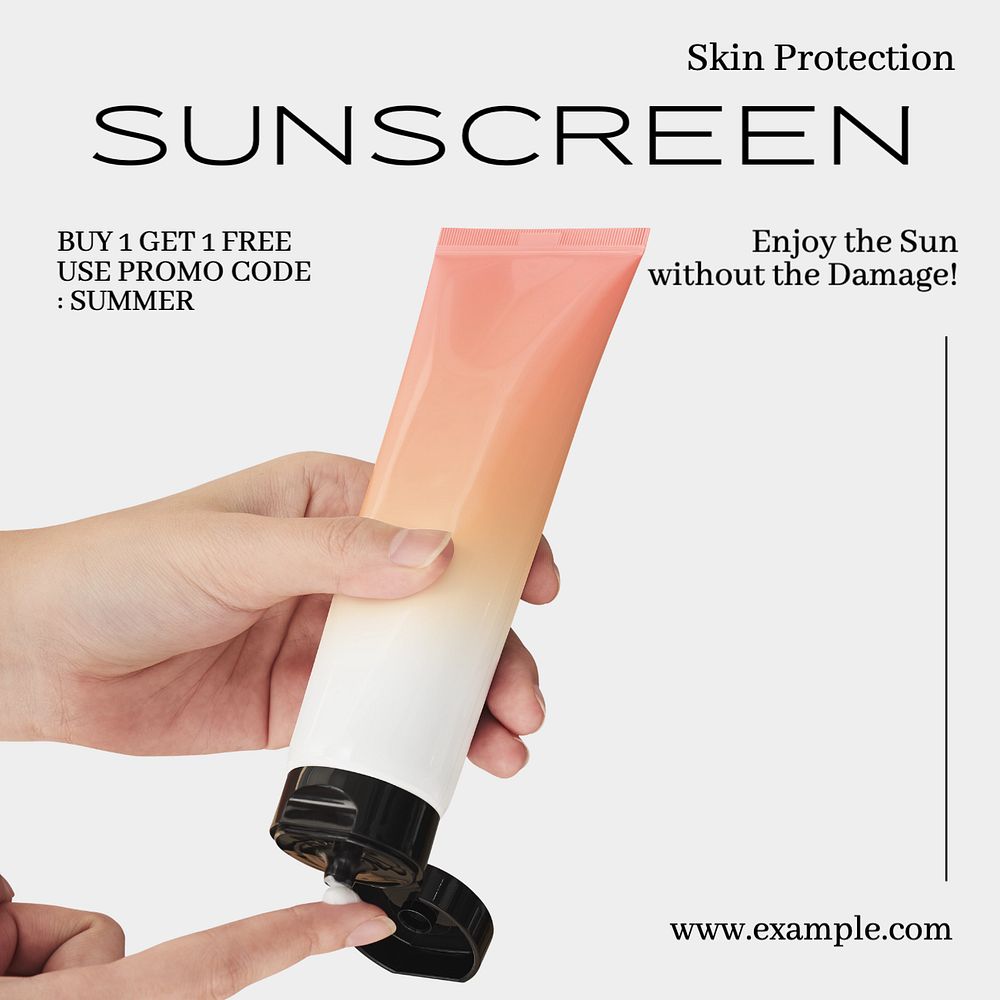 Sunscreen advertisement  Instagram post template, editable text