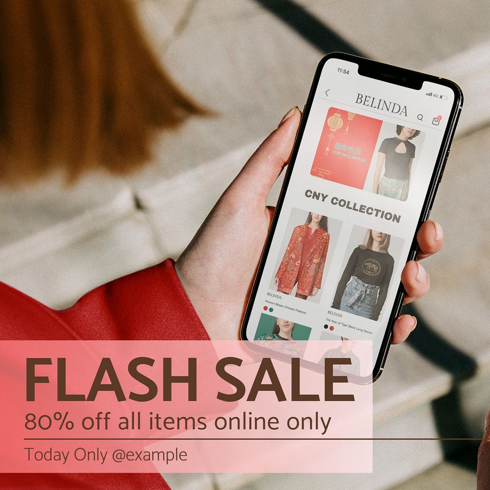 Flash sale Instagram post template, editable text