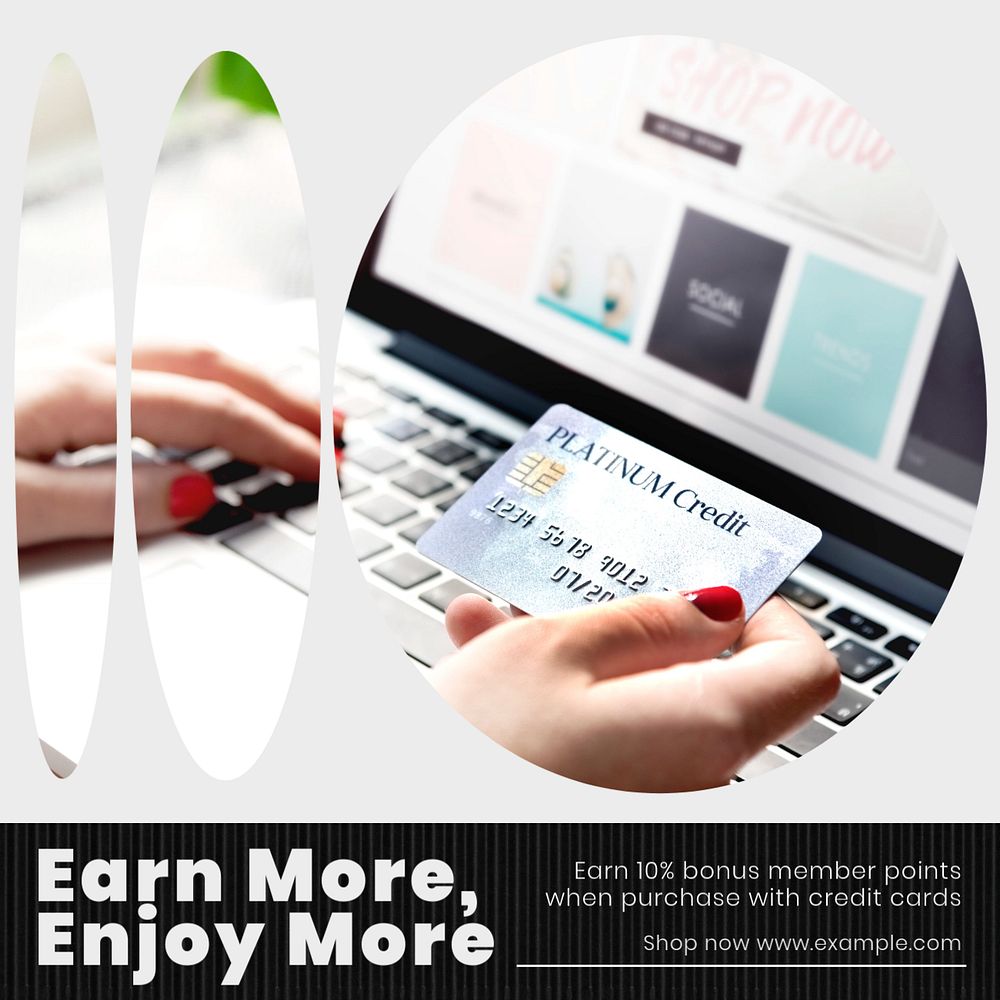 Credit cards promotion Instagram post template, editable text