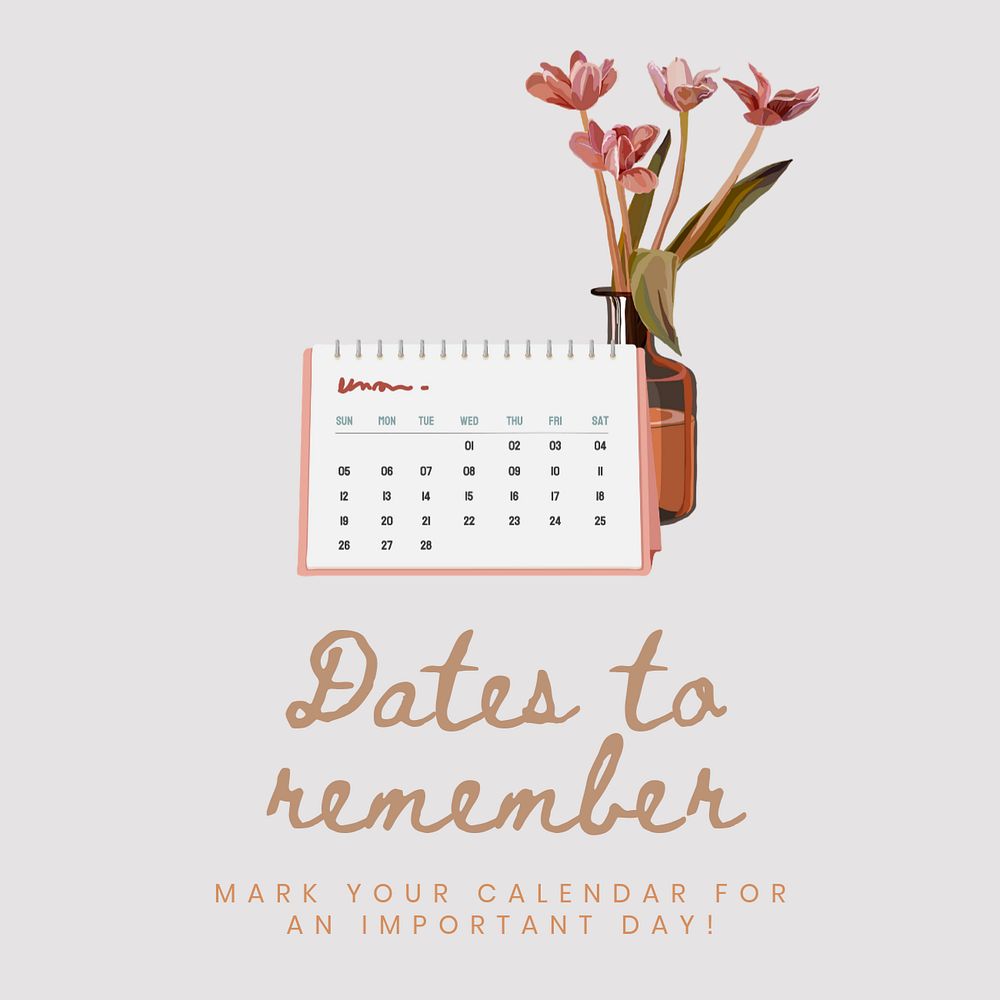 Date to remember Instagram post template, editable text