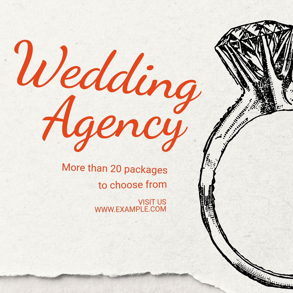 Wedding agency Instagram post template, editable text