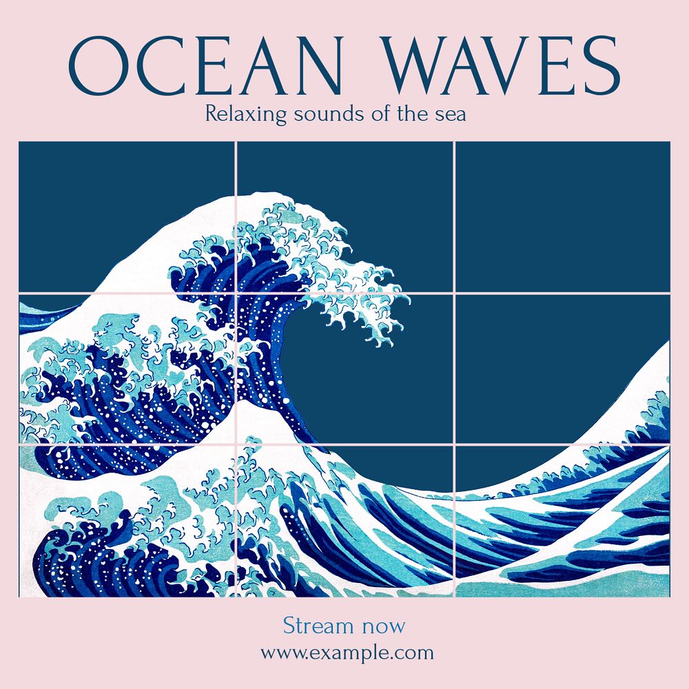 Ocean waves Instagram post template, editable text