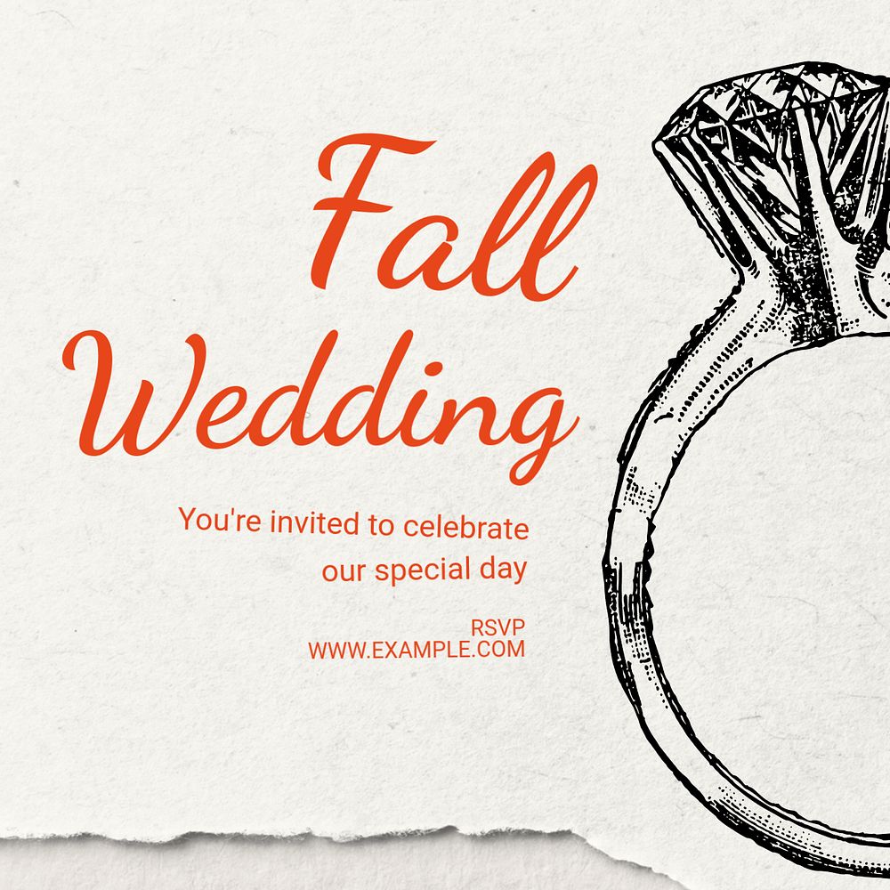 Fall wedding Instagram post template, editable text