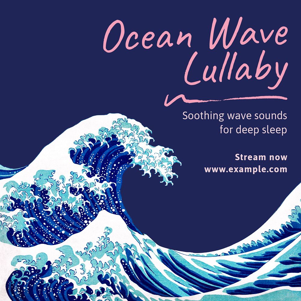 Ocean waves lullaby Instagram post template, editable text