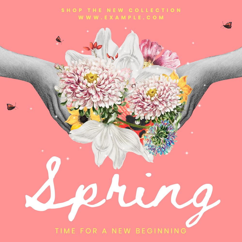 Spring collection Instagram post template, editable text