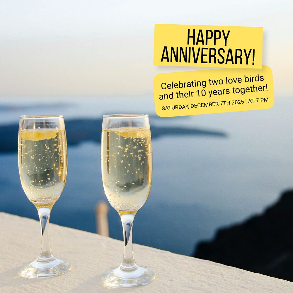 Happy anniversary Instagram post template, editable text