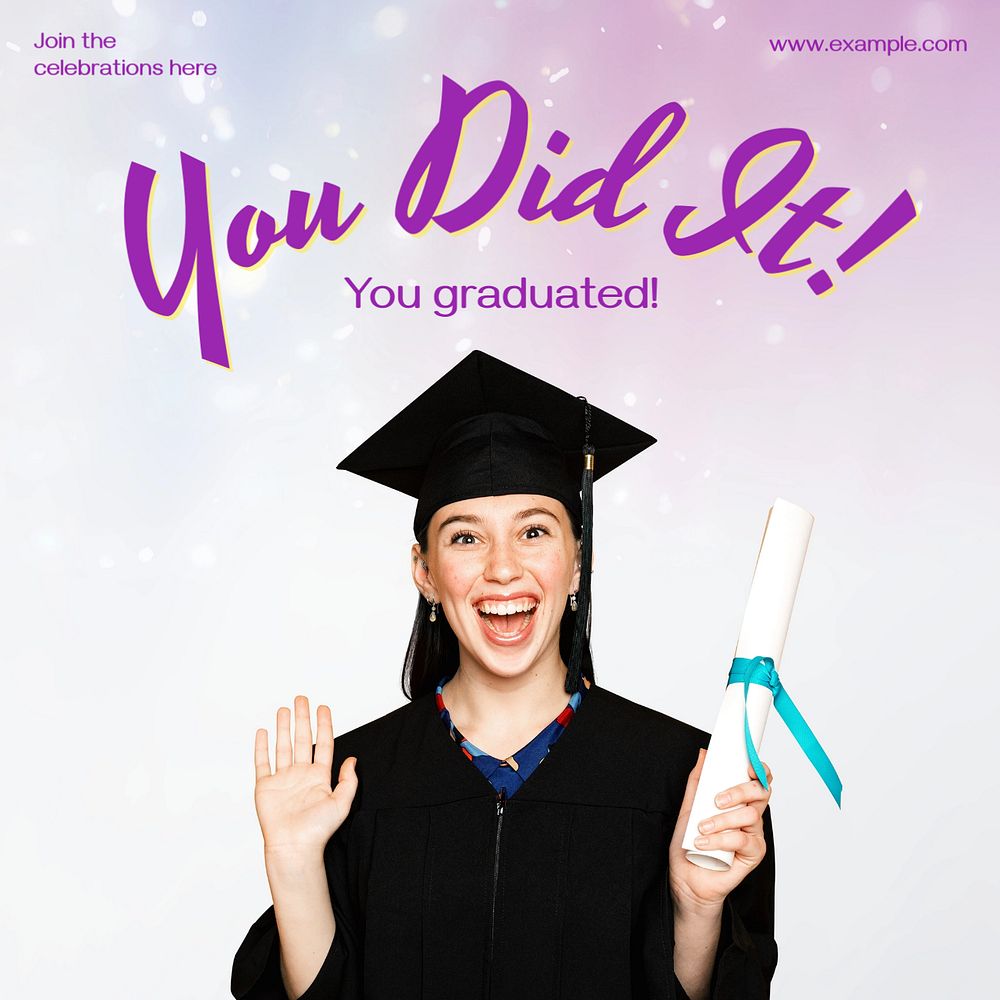 Graduation Instagram post template, editable text