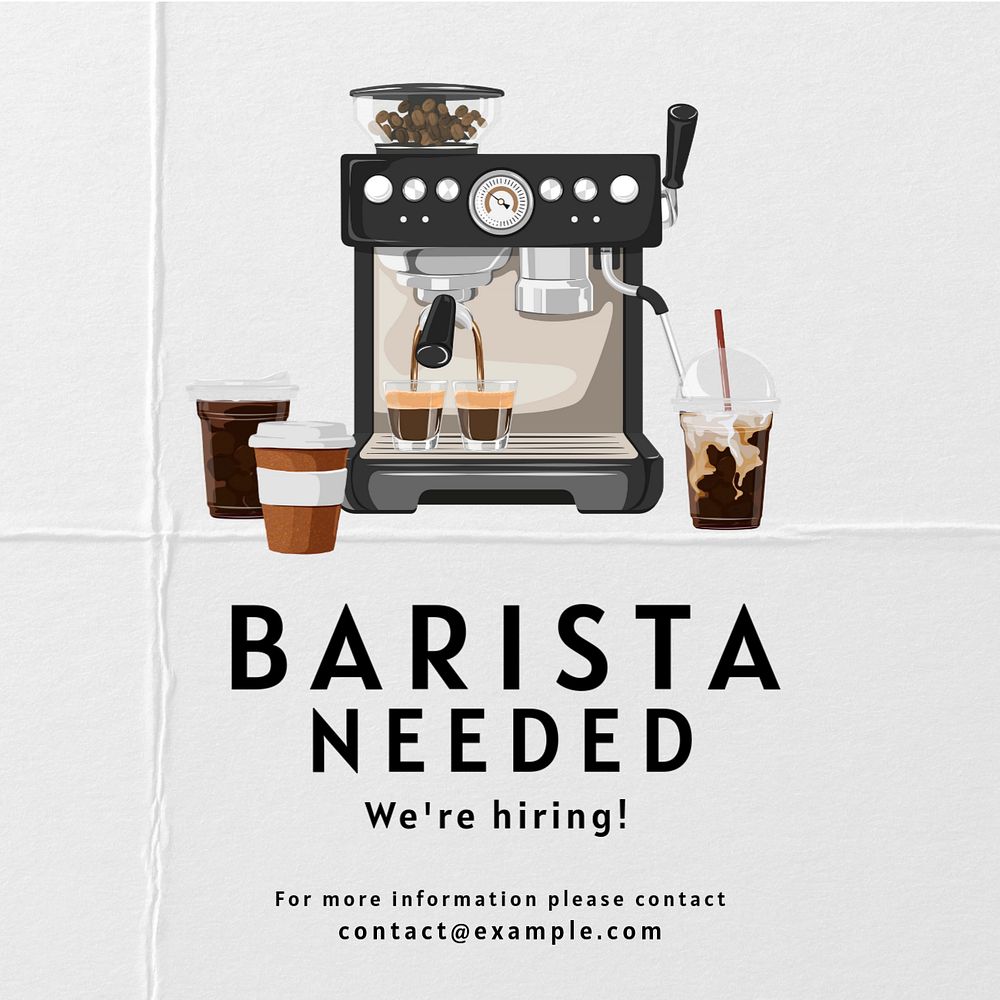 Barista needed Instagram post template, editable text