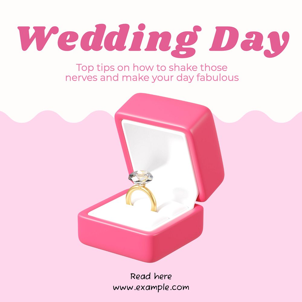 Wedding day Instagram post template, editable text