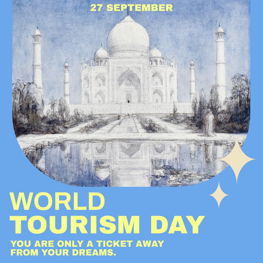 World tourism day Instagram post template, editable text