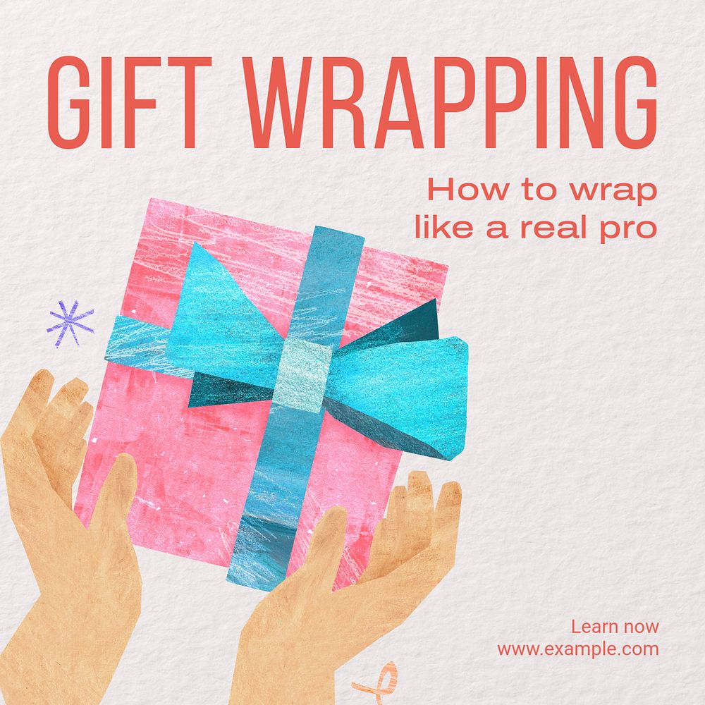 Gift wrapping Instagram post template, editable text