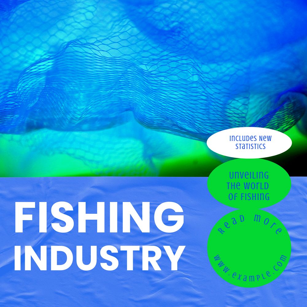 Fishing industry Instagram post template, editable text