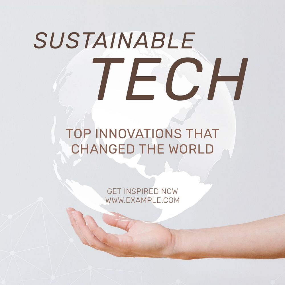 Sustainable tech Instagram post template, editable text