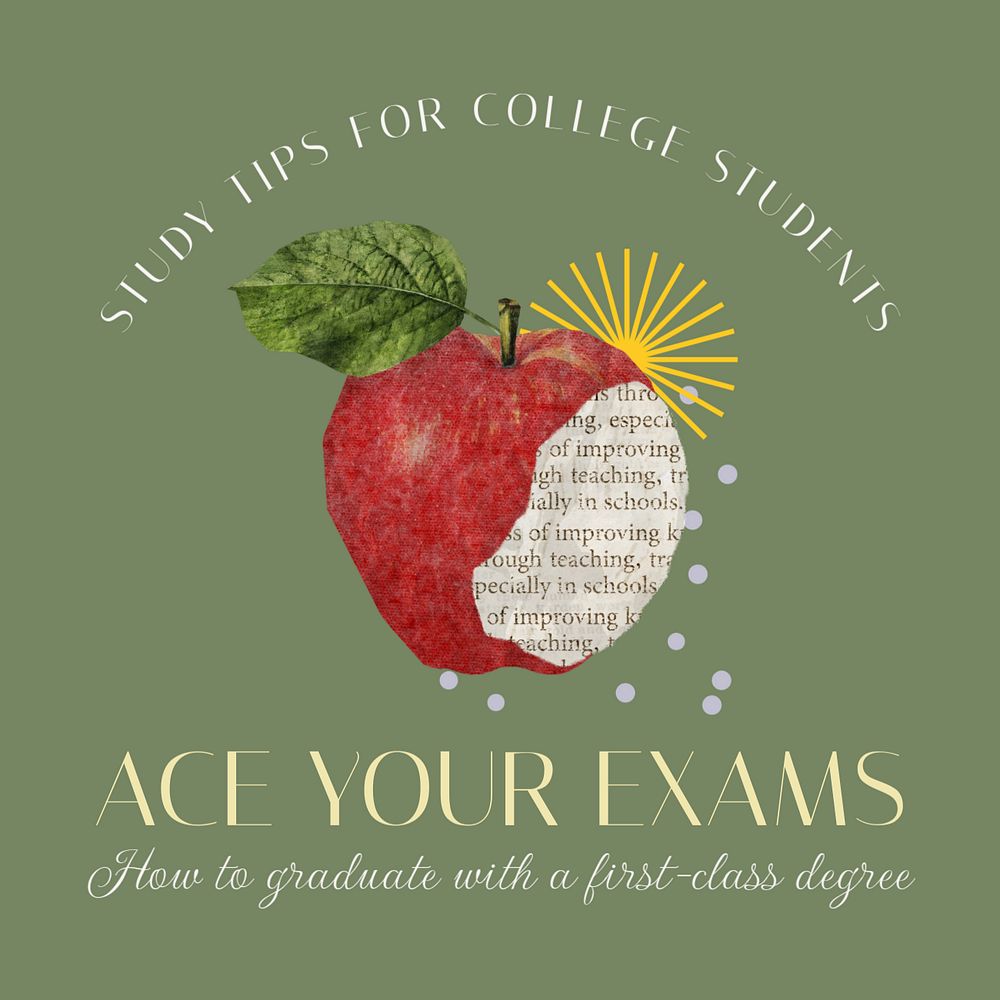 Ace your exams Instagram post template, editable text