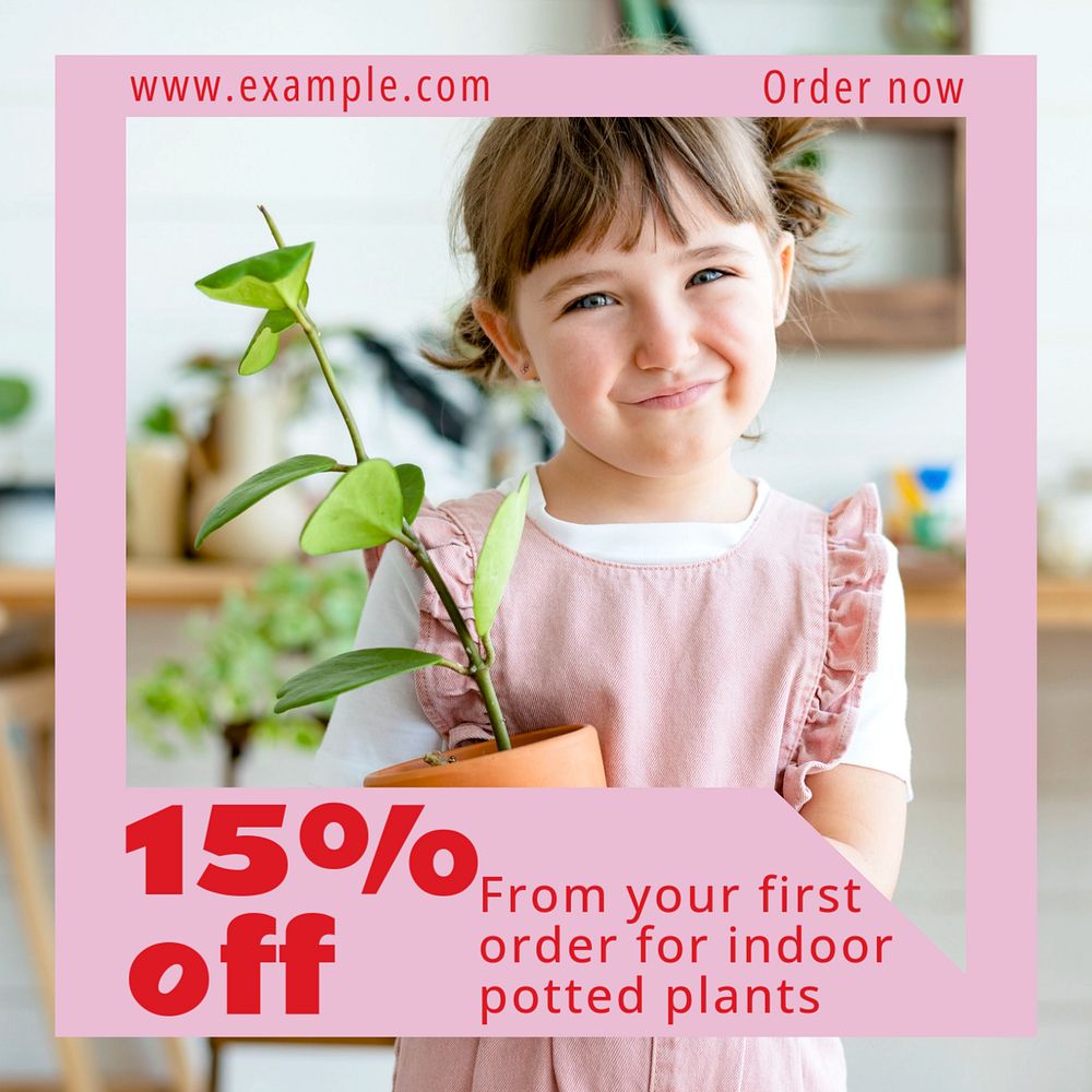 Plant shop Instagram post template, editable text