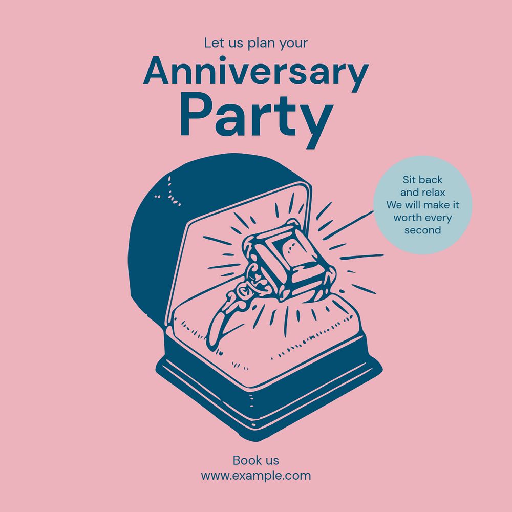 Anniversary party planner Instagram post template, editable text