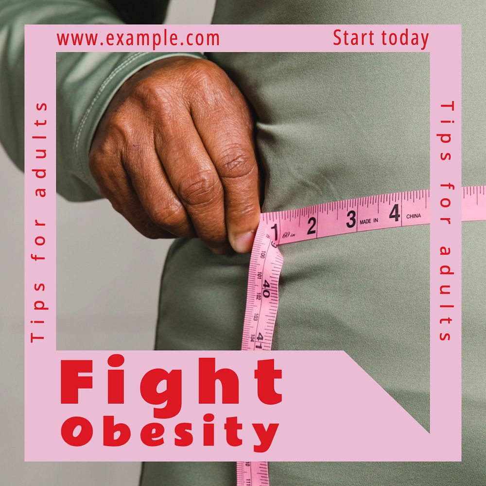 Fight obesity Instagram post template, editable text