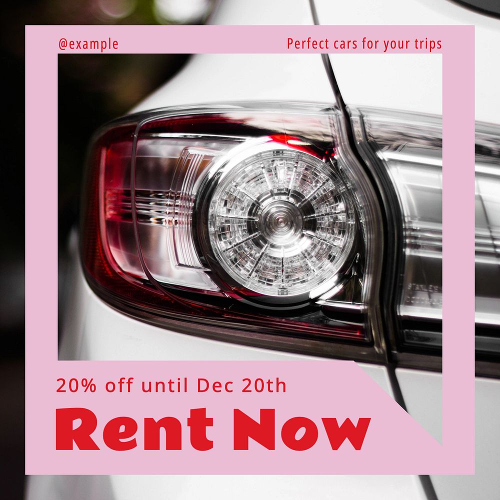 Car rental Instagram post template, editable text