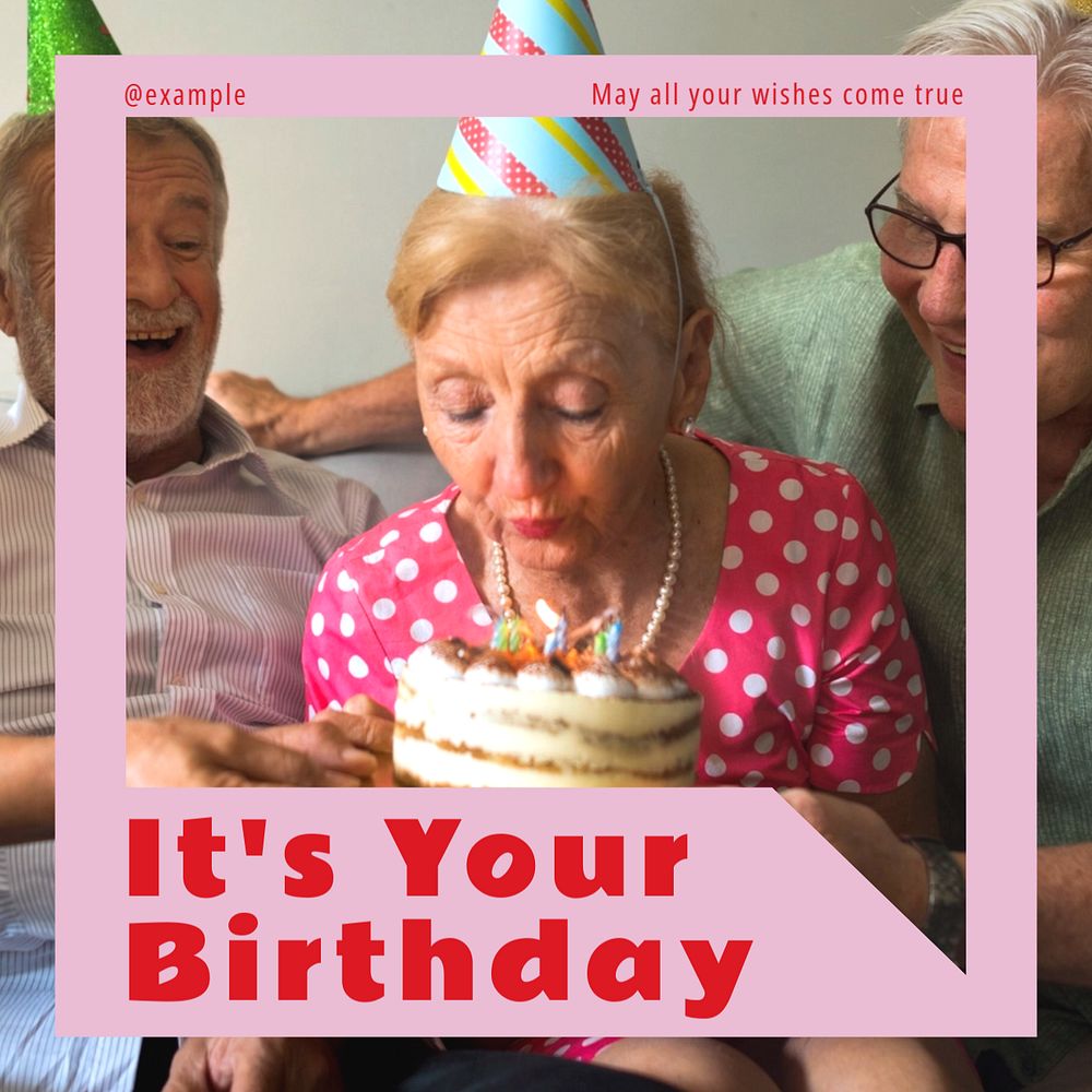 Birthday wish Instagram post template, editable text