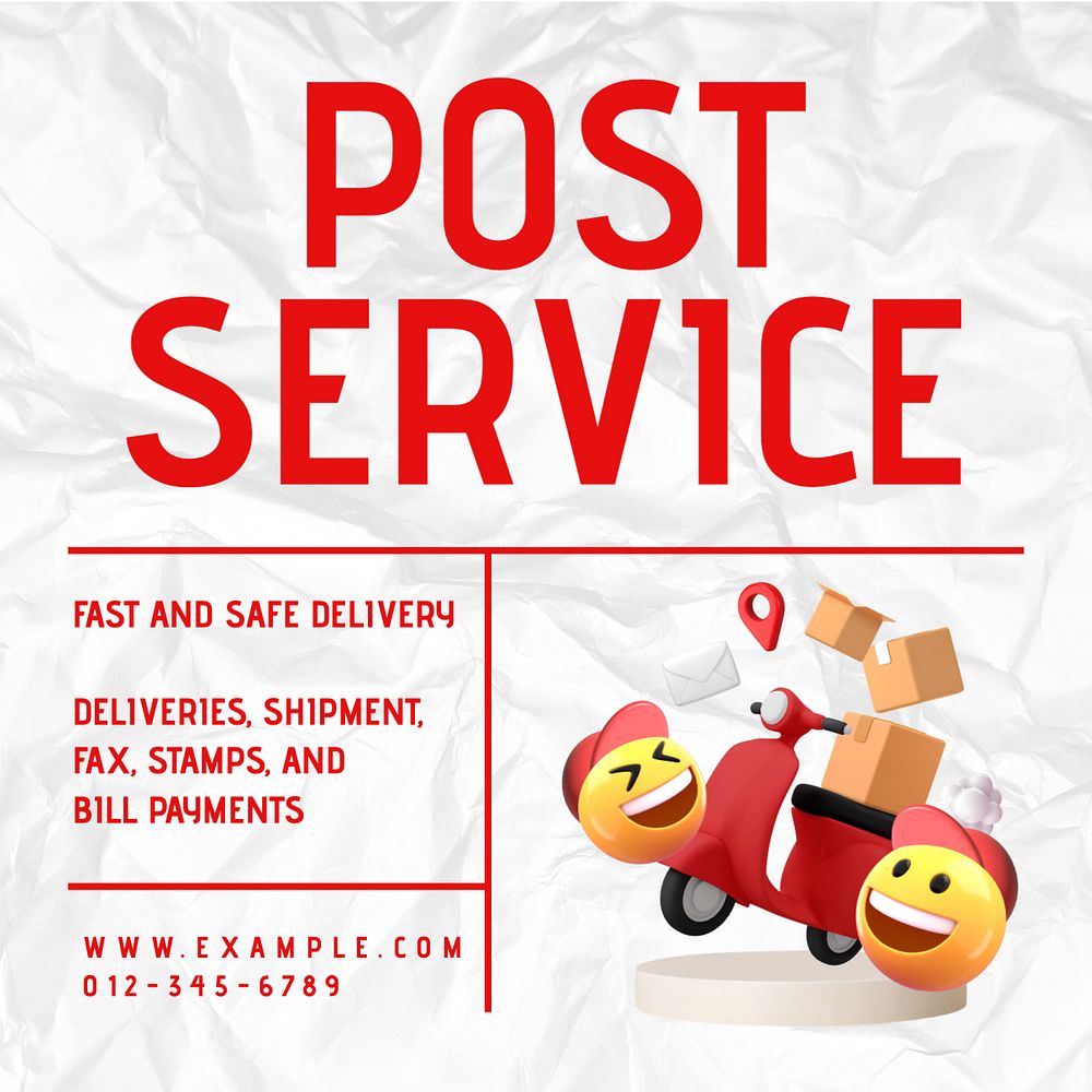 Post service Instagram post template, editable text