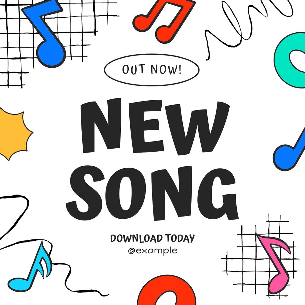 New song Instagram post template, editable text