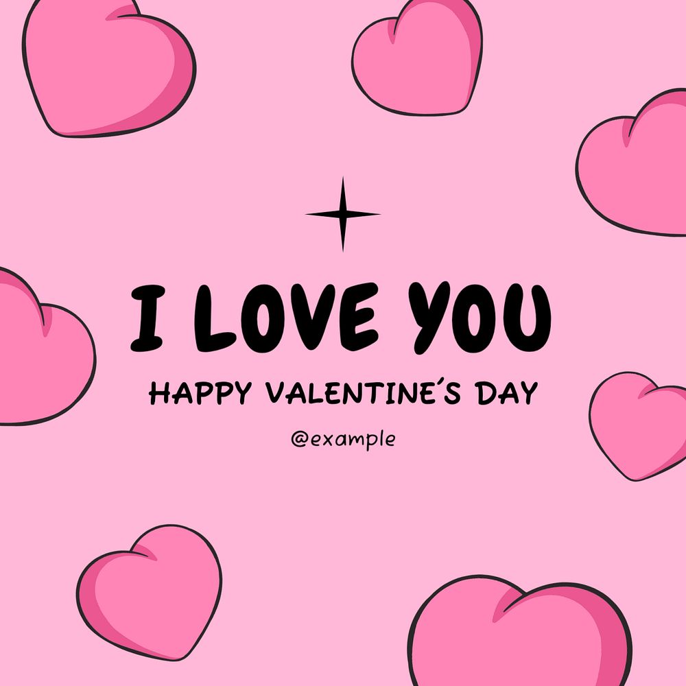 I love you Instagram post template, editable text