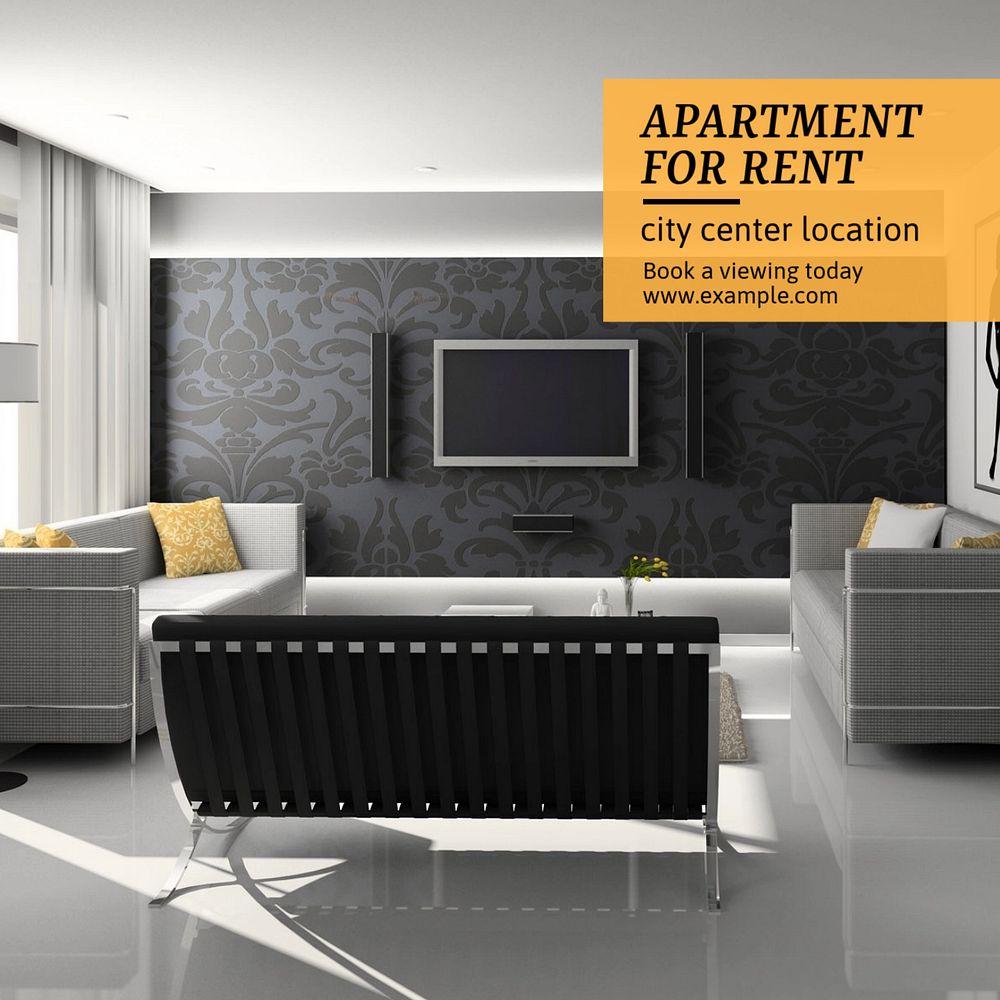 Apartment for rent Instagram post template, editable text