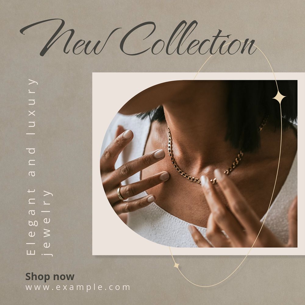 New jewelry collection Instagram post template, editable text