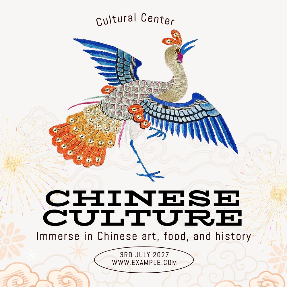 Chinese culture Instagram post template, editable text