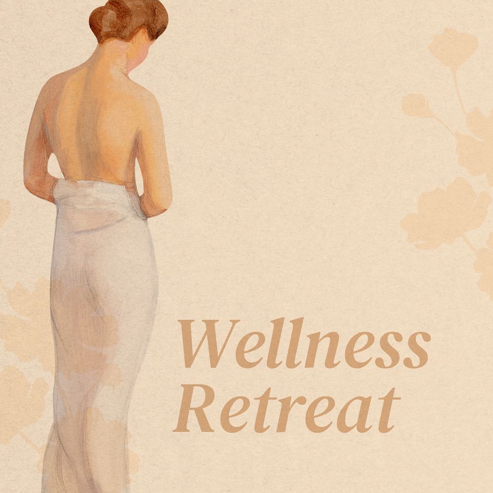 Wellness retreat Instagram post template, editable text