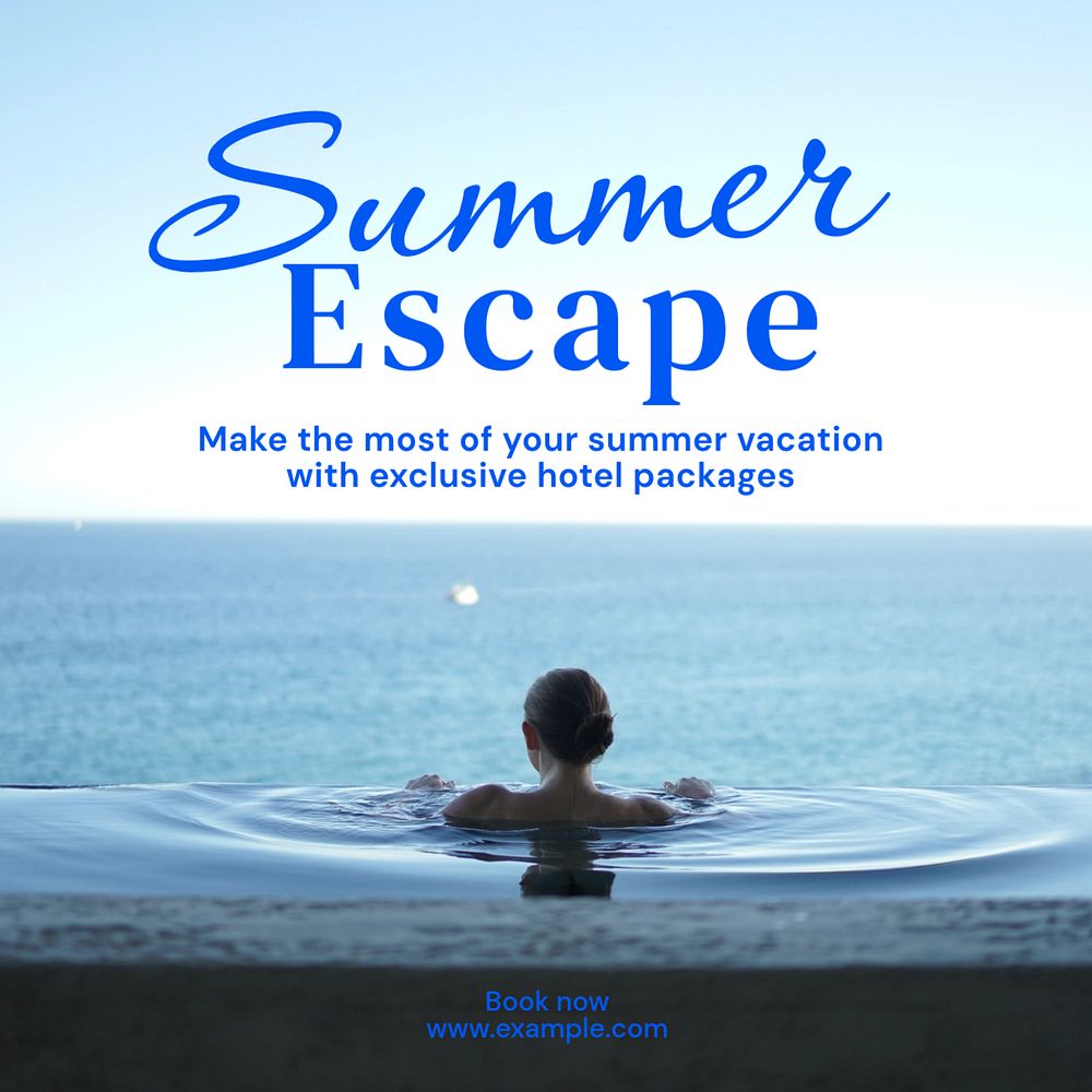 Summer escape Instagram post template, editable text