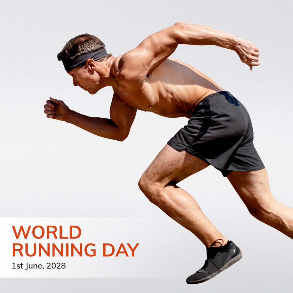 World running day Instagram post template, editable text