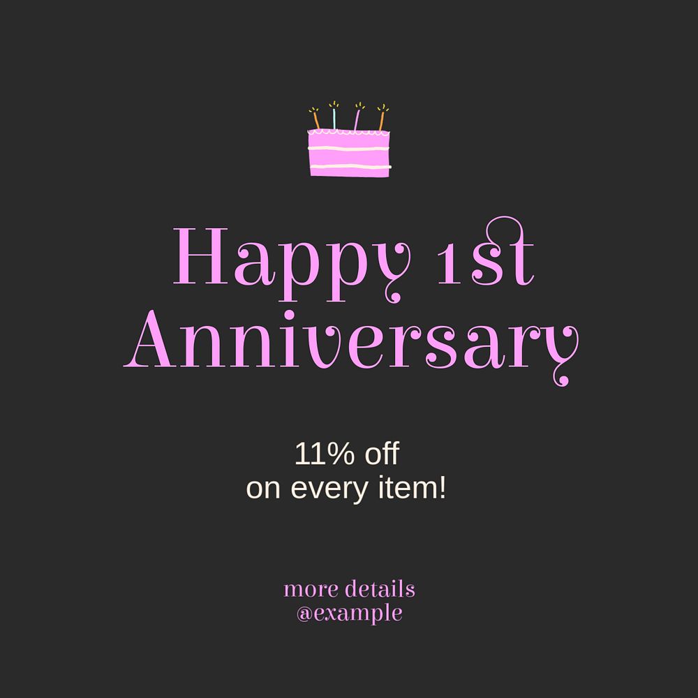 Anniversary sale Instagram post template, editable text