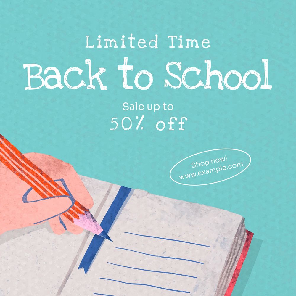 Back to school Instagram post template, editable text