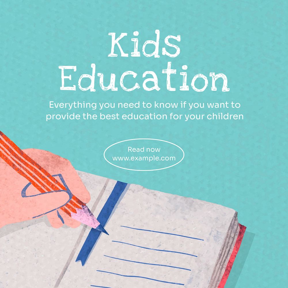 Kids education Instagram post template, editable text