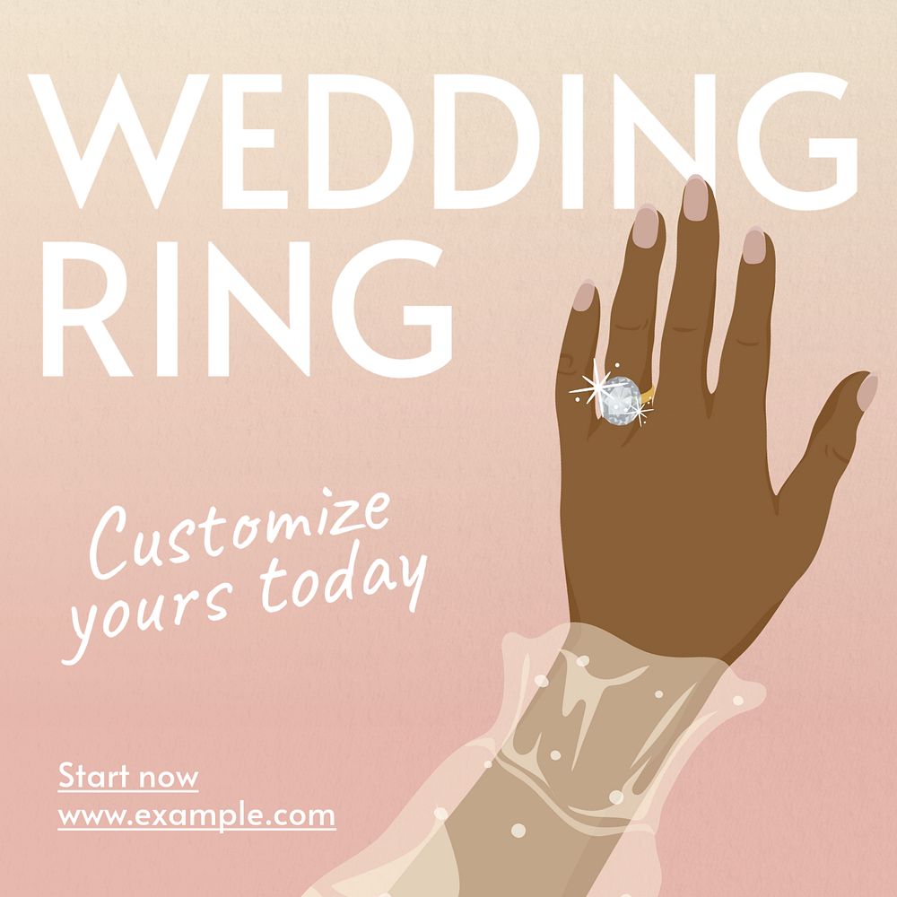 Wedding ring Instagram post template, editable text