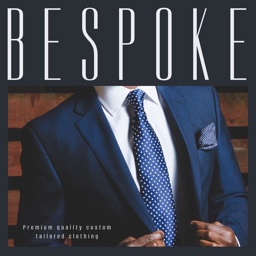 Bespoke clothes tailor Instagram post template, editable text