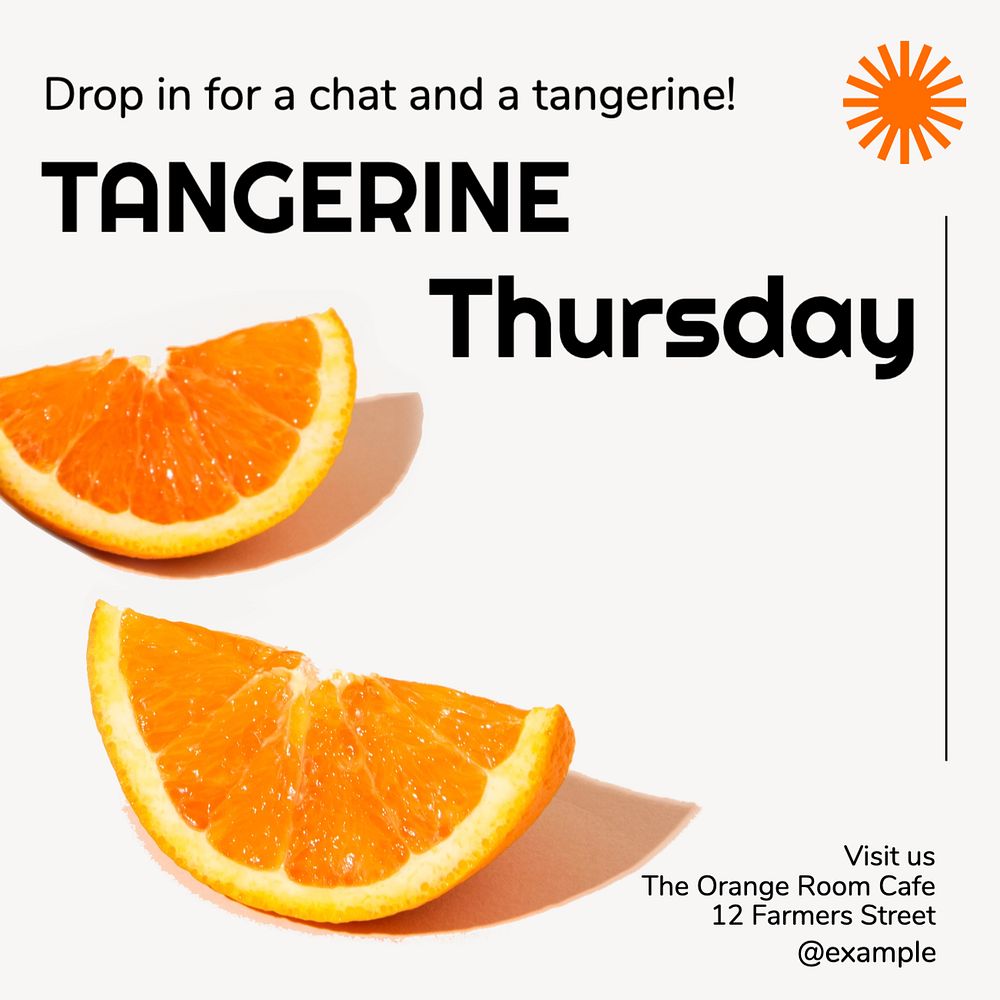 Tangerine Thursday Instagram post template, editable text