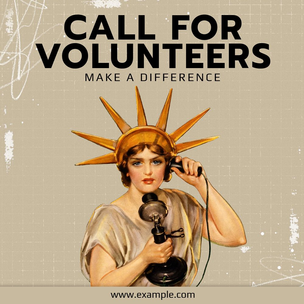 Call for volunteers Instagram post template, editable text