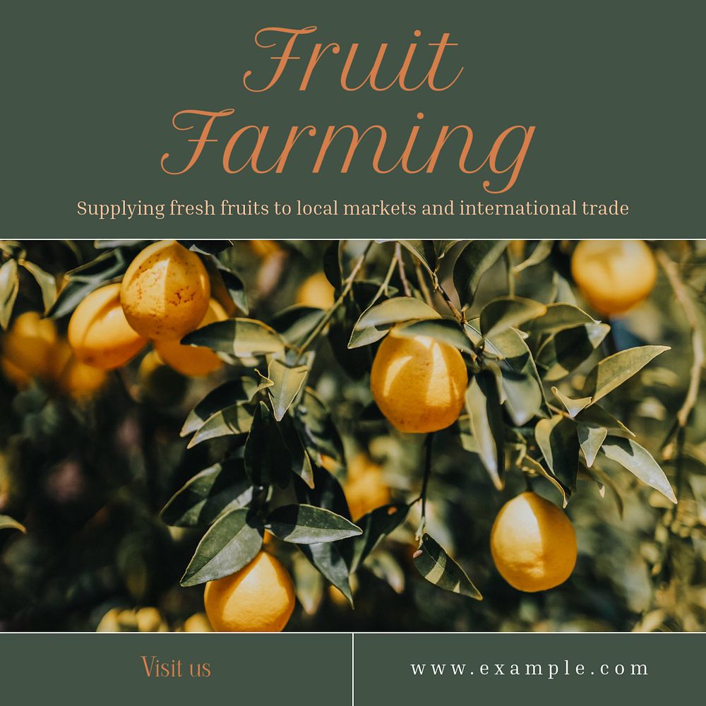 Fruit farming Instagram post template, editable text