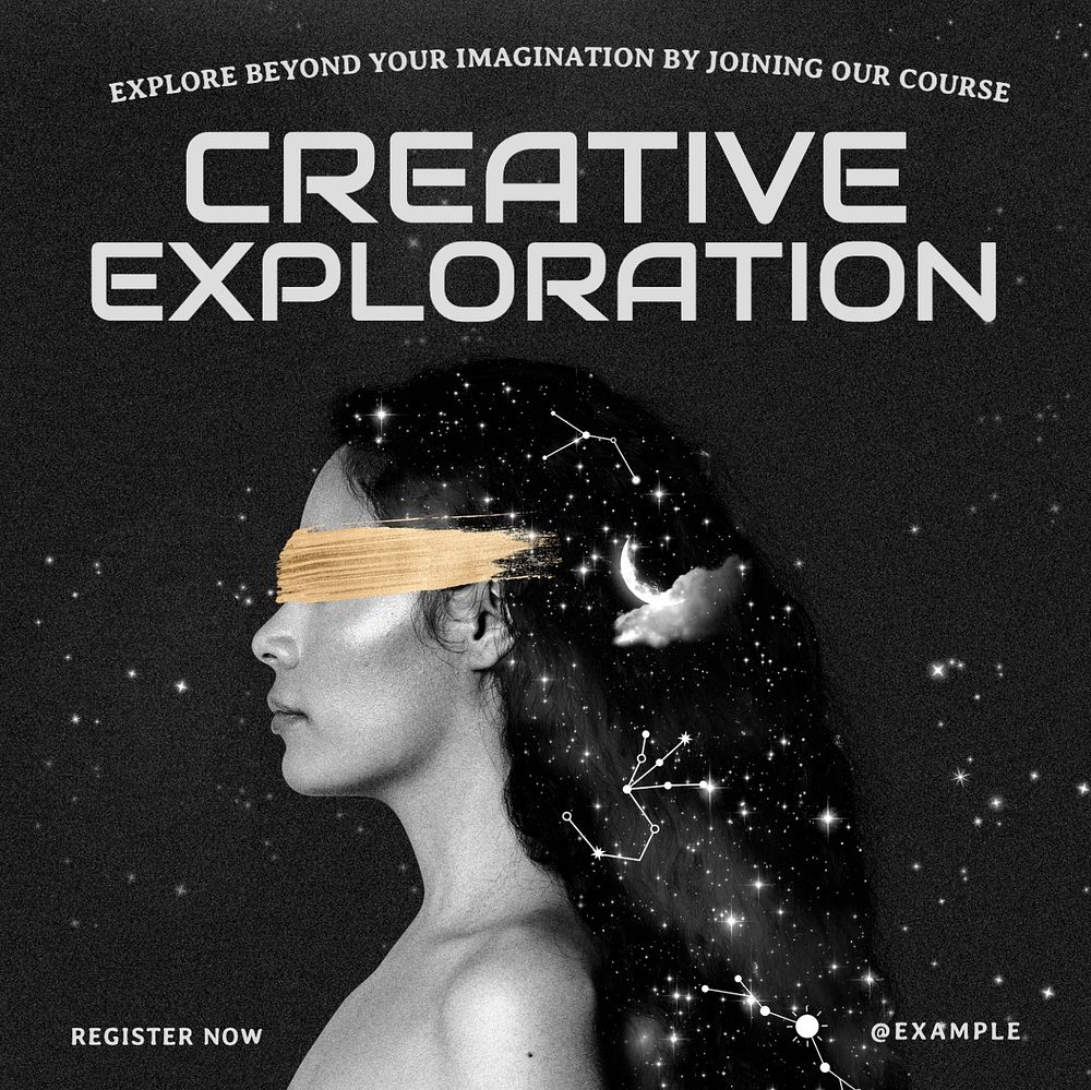 Creative exploration Instagram post template, editable text