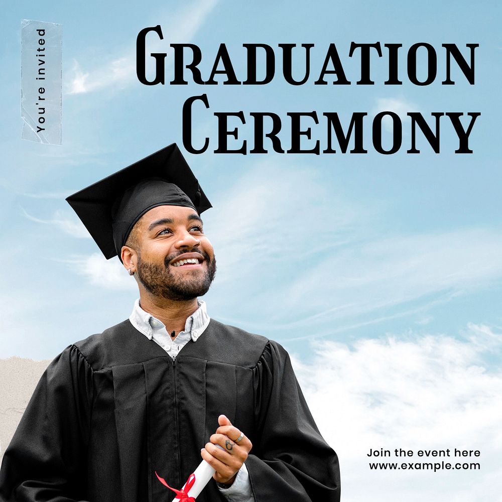 Graduation ceremony Instagram post template, editable text