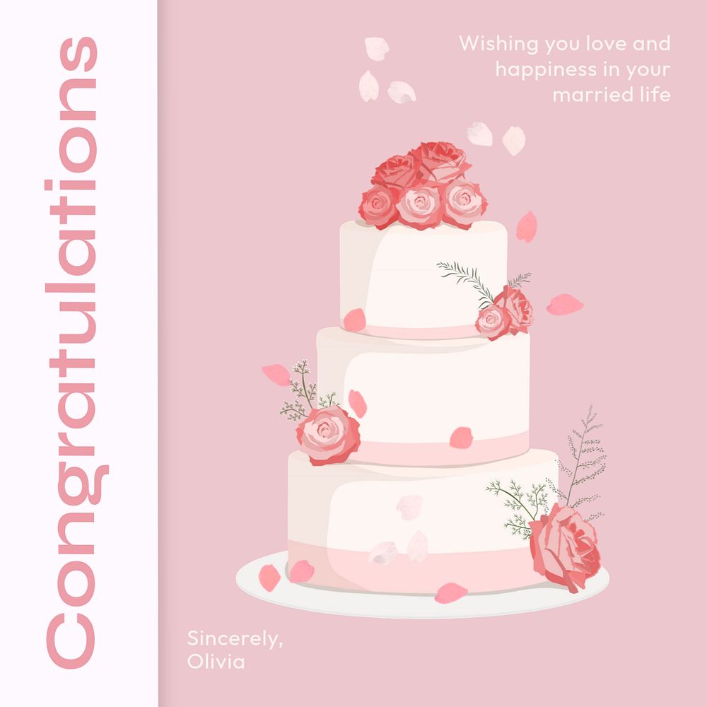 Congratulations wedding Instagram post template, editable text